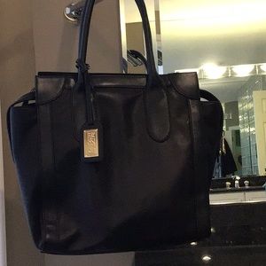 Badgley Mischka black leather handbag